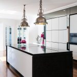 Pink, white and black kitchen design