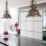 Pink, white and black kitchen design