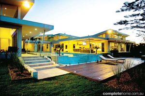 outdoor entertaining area with pool