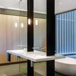 This award-winning bathroom design reflects the cutting-edge architect-designed home