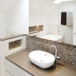 This New York themed bathroom located in Australia is eye-catching and spacious