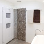 This New York themed bathroom located in Australia is eye-catching and spacious