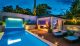 Night backyard pool