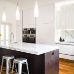Modern Kitchen, Timber Floor, Stone Island Bench, White