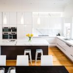 Modern Kitchen, Timber Floor, Stone Island Bench, White
