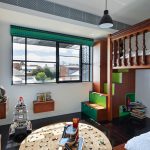 Leftover stair balustrades were usedin a loftbed with integrated storage