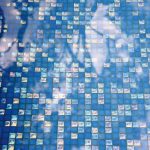 Blue shiny pool tiles
