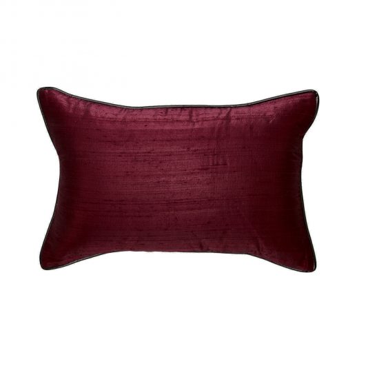 Rectangle cushion in Dupion Claret, bandhini.com.au