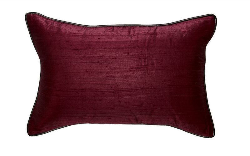 Rectangle cushion in Dupion Claret, bandhini.com.au