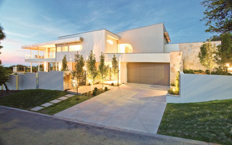 This contemporary home was built with a variety of materials.