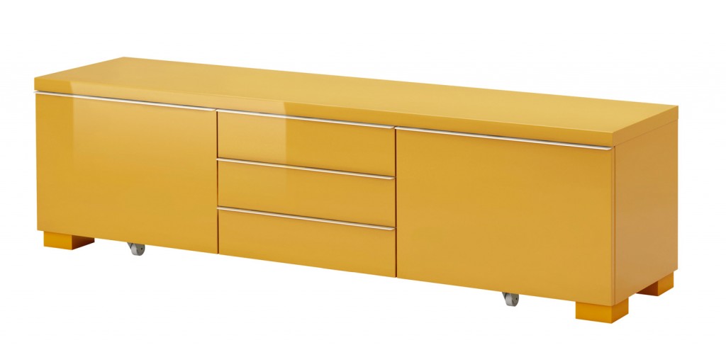 Set up your TV with style. The high-gloss Bestå Burs bench from Ikea features two spacious drawers to neatly tuck away those living room essentials. ikea.com/au