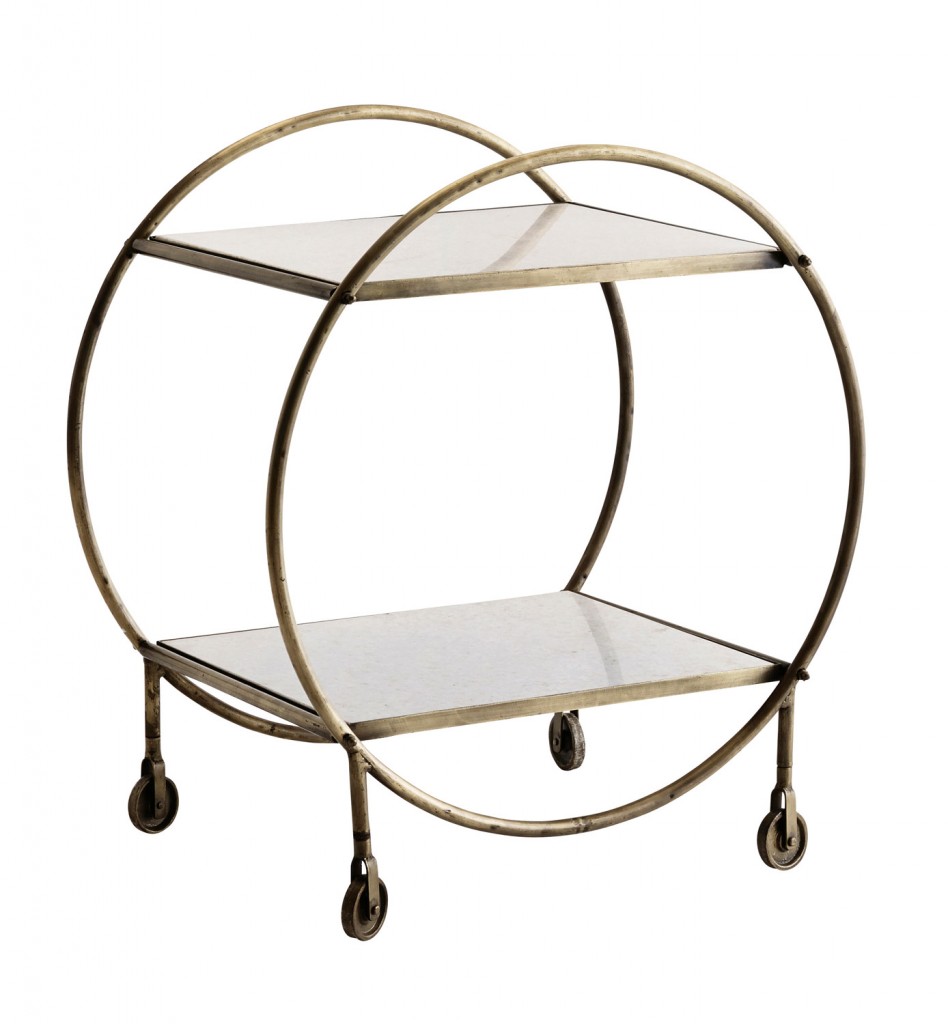This retro-inspired drinks trolley features an antique brass frame and white marble surface. Go against the grain and have a little fun with your interiors. greenwithenvy.co.nz