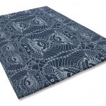 Art Deco lace designer rug in blue, from $1249, xavierandme.com
