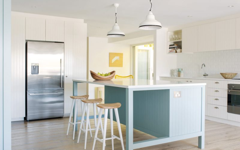 The calming sage colour is the ideal hue for the kitchen