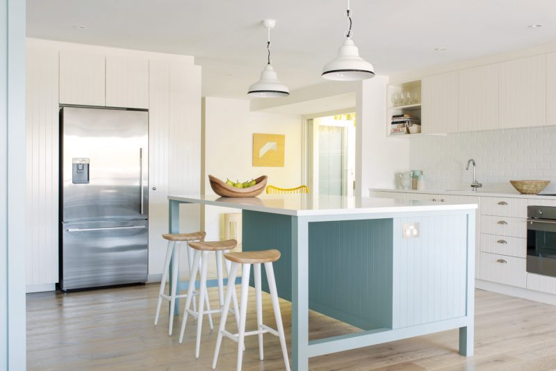 The calming sage colour is the ideal hue for the kitchen
