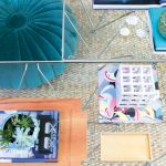 Editors fave: The upcycled pouf reupholstered in teal fabric is deco meets fabulous