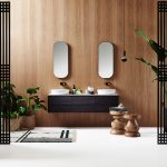 ISSY Z8 6 Drawer Vanity 1500 and ISSY Z1 Oval Mirror 380 (in situ front view)