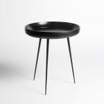Bowl table in mango wood and steel by Mater, $784, cultdesign.com.au