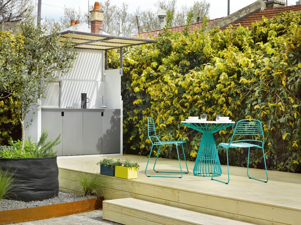 Lack of garden space is no barrier with the clever Tilt by Tait foldaway outdoor kitchen.
