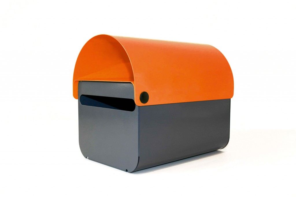 Powdercoated zinc steel TomTom letterbox from DesignByThem www.designbythem.com