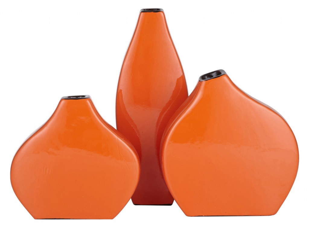 Lilliput set of three lacquered tangerine vases from Amalfi www.amalfihomewares.com.au