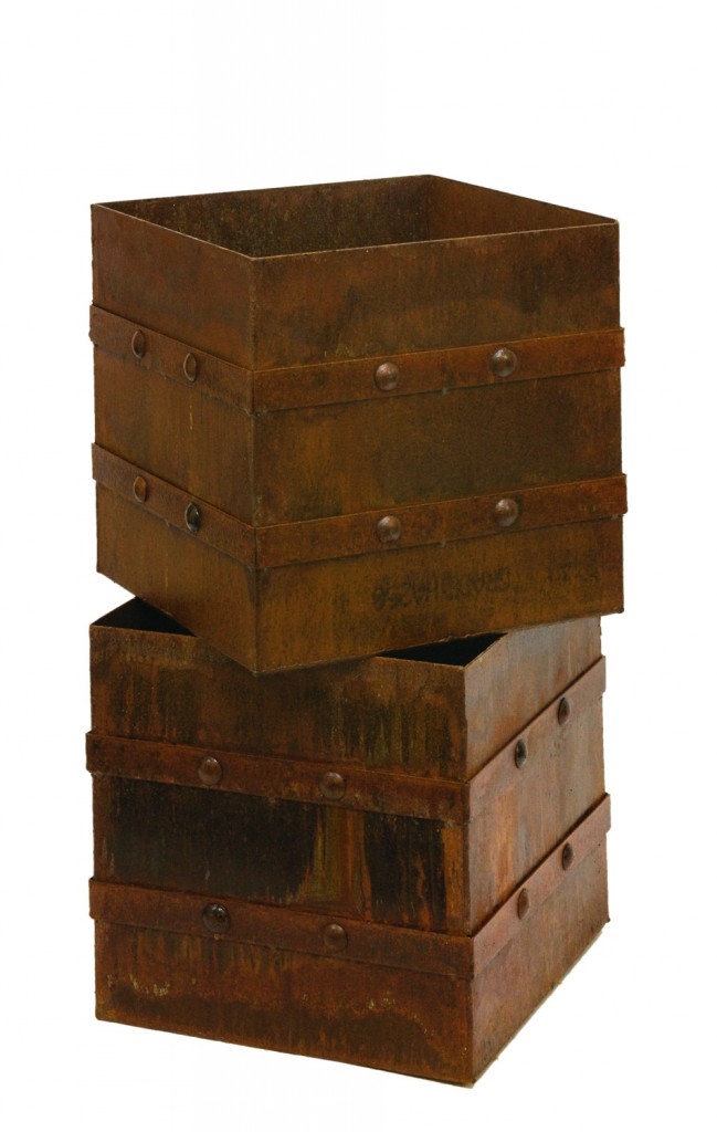 Square Rivet planters with slightly elevated feet from Entanglements www.entanglements.com.au