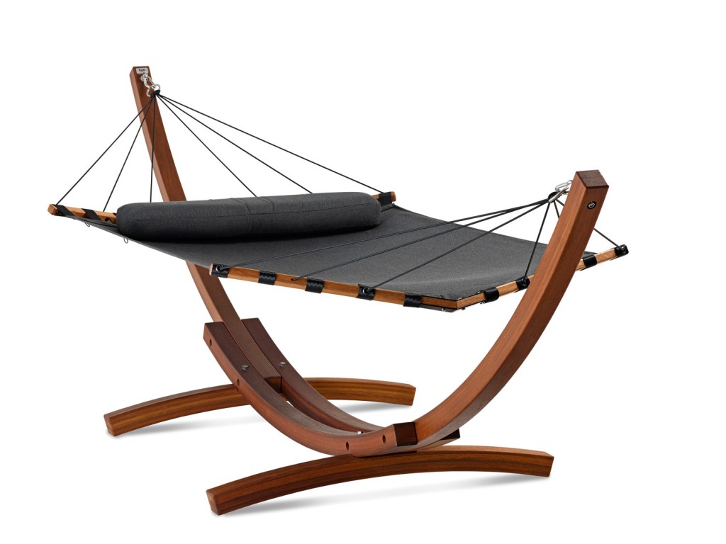 A comfy designer hammock with handcrafted, hard-wearing kwila stand from Lujo www.lujo.com.au