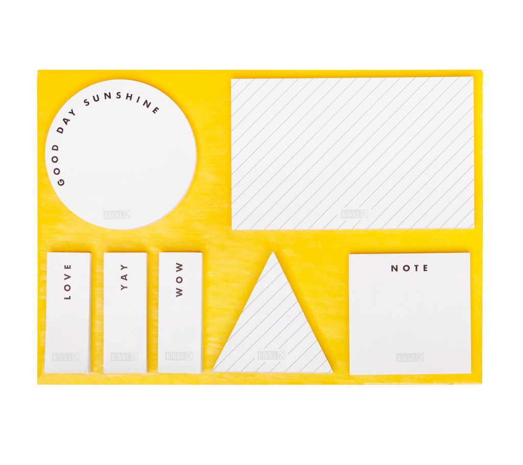 Hello Yellow adhesive note set, $14.95, kikki-k.com 
