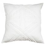 Fringed white lounge cushion, bandhini.com.au