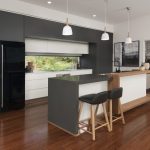 The black kitchen packs a punch right A statement fireplace offers warmth during the cool season