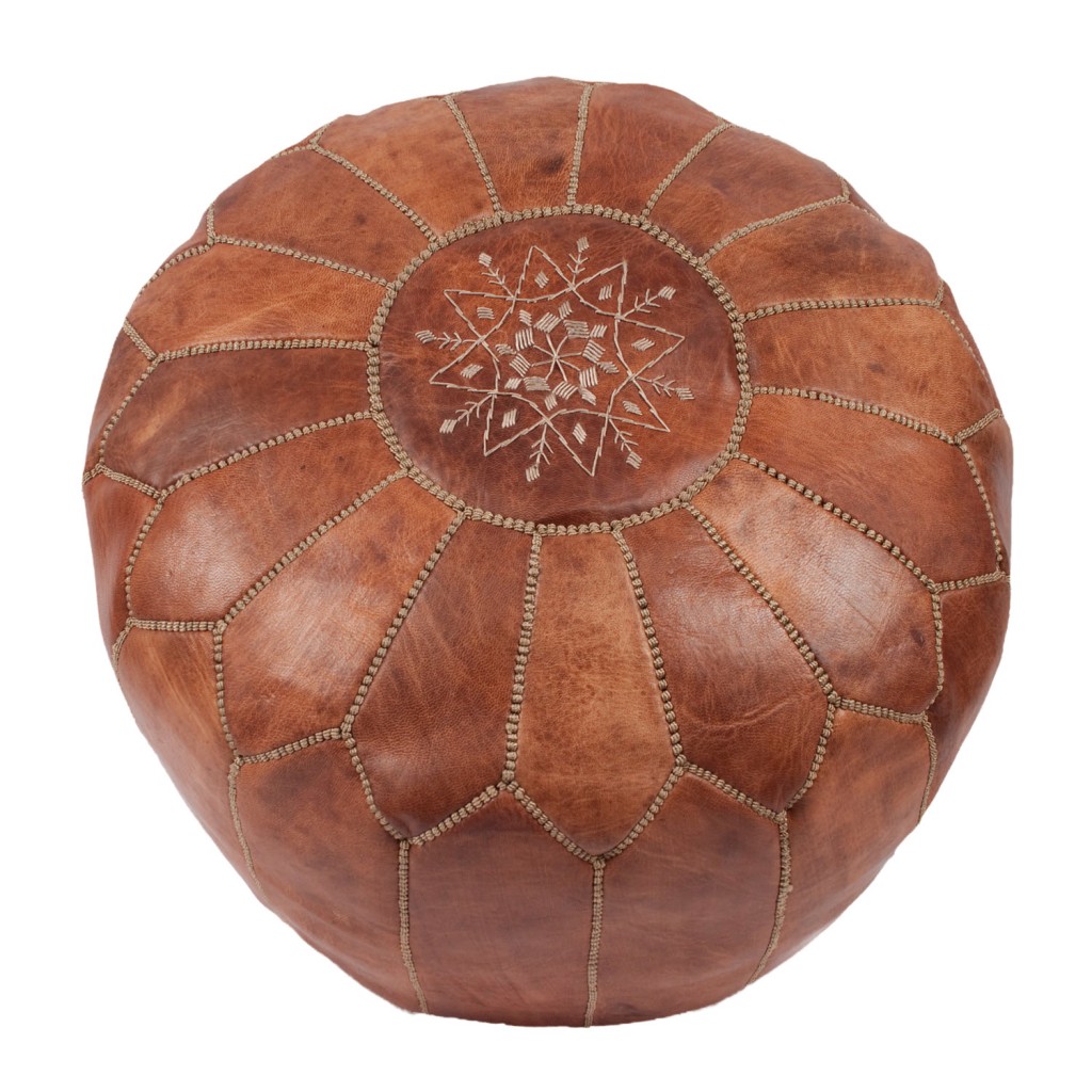 Leather pouffe
