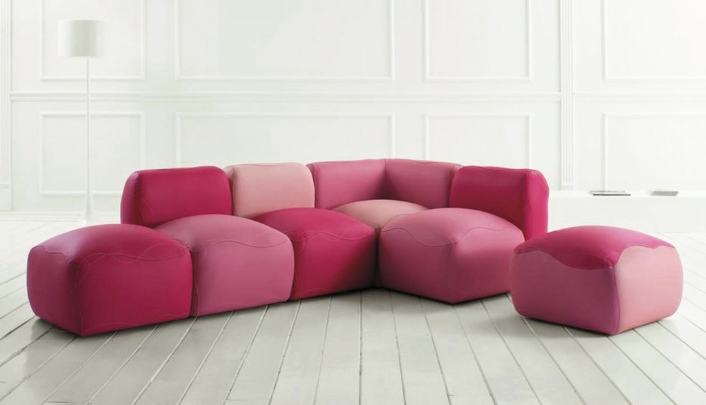 Kivas modular sofa in pink by Karim Rashid