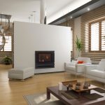 the modern interior design with fireplace (3D)