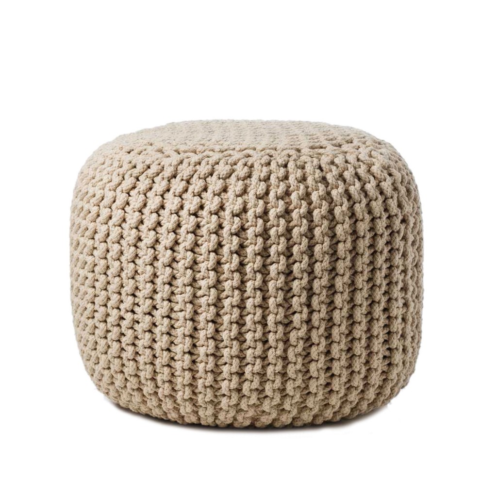 Home Republic hand-knitted wool ottoman, adairs.com.au