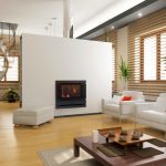the modern interior design with fireplace (3D)