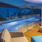 lap pool view from outdoor lounge