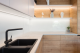 Matte Black sink with white counter kitchen