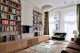 Open space living room with bookcase