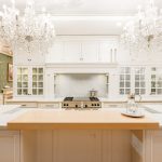 A wide shot of a luxurious kitchen showroom by Degabriele Kitchens