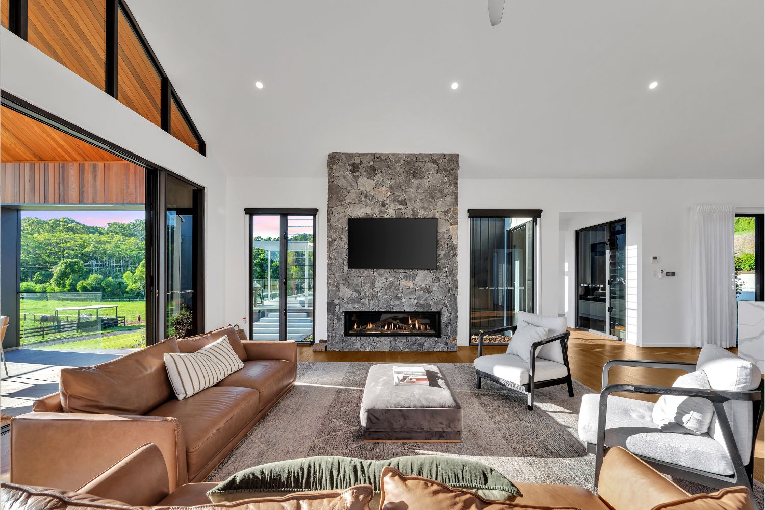 Modern BarnStyle Home Featuring the Lopi 6015 HO GS2 Gas Fireplace