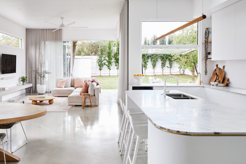 Cool concrete underfoot