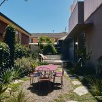 Lush garden courtyard view