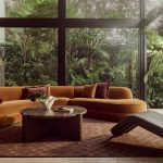 A plush curved lounge