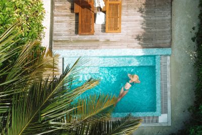 steep garden stairs plants and retaining walls