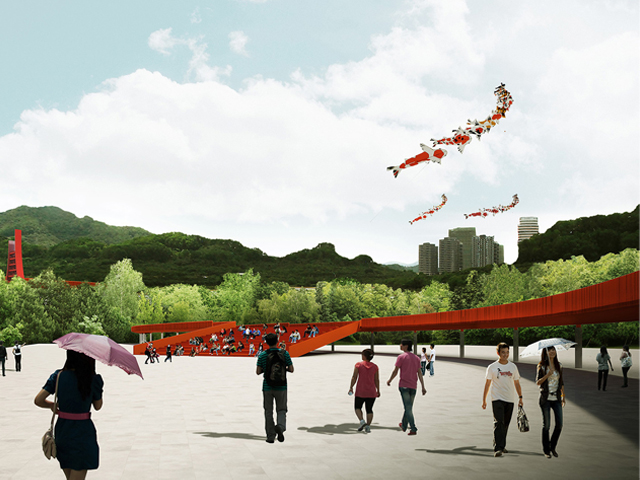 Scarlet Path Traverses China's Greenspace