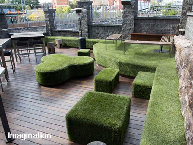 Imaginative artificial grass installations