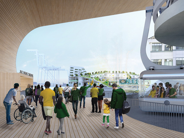 Green-Topped Stadium Accessed via Cable-Car