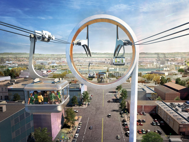Green-Topped Stadium Accessed via Cable-Car