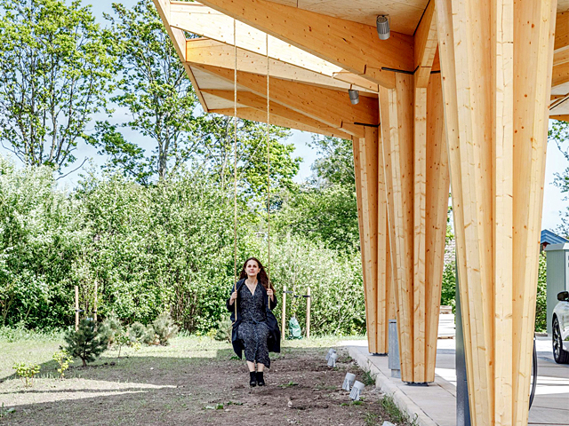 Timber Car Charging Stations Create Rest