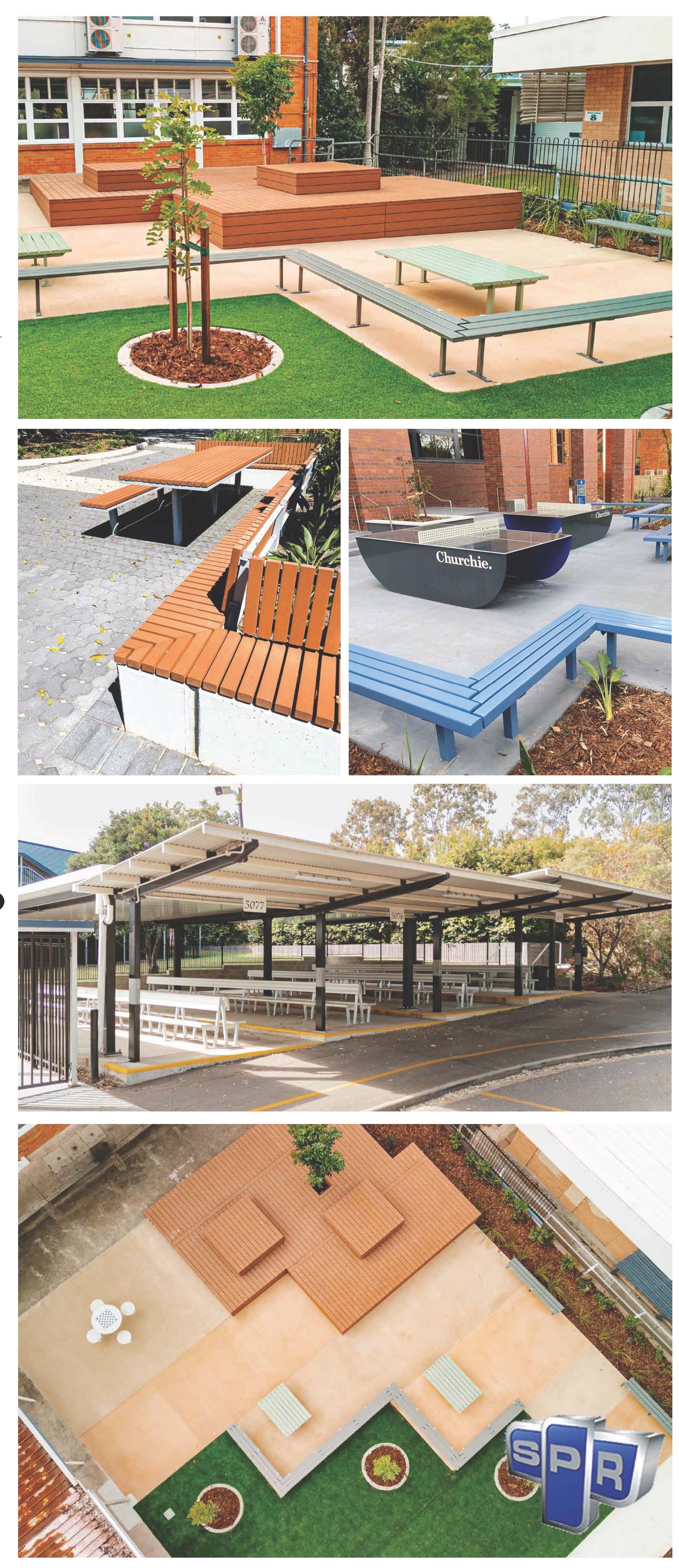 OUTDOOR SEATING, SHADE AND STEEL STRUCTURES